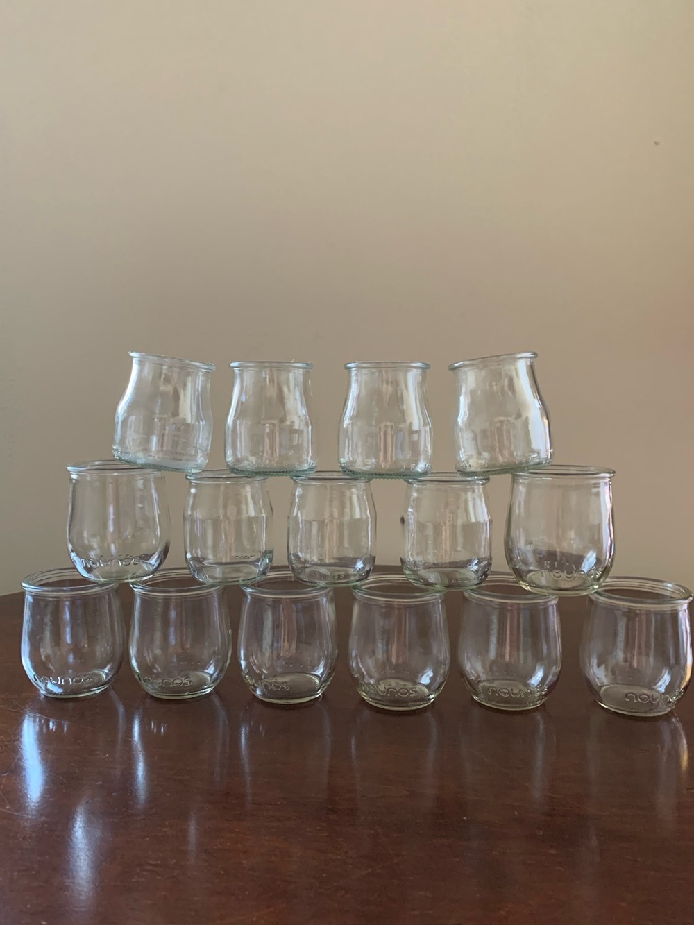 Lot of 15 Mixed Clear Glass Mini Jars Pots Cups